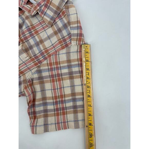 Patagonia Button Down Shirt Mens Medium Beige Red Plaid Short Sleeve 100% Cotton - Picture 16 of 16